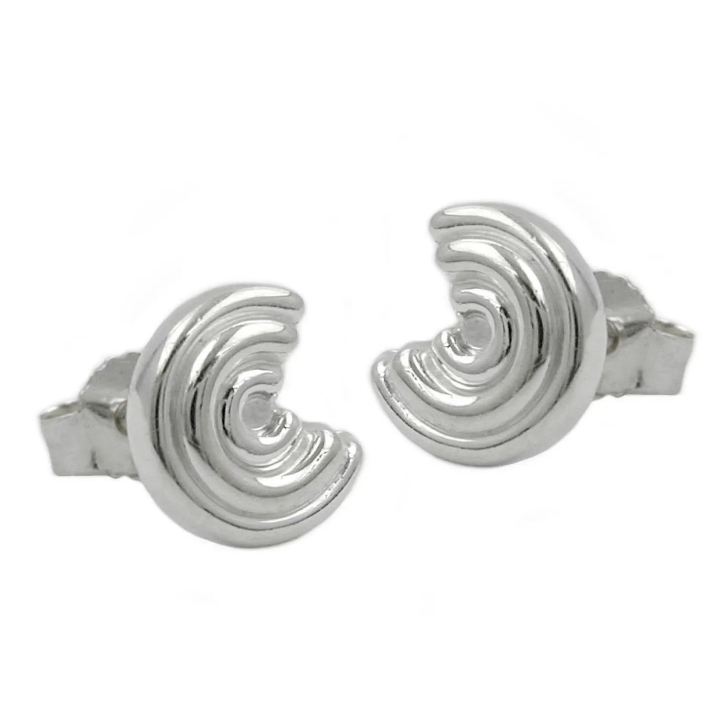 Stecker Ohrstecker Ohrschmuck, Segment mit Rillen, 925 Silber, Damen