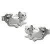 Stecker Ohrstecker Ohrschmuck, Katze, rhodiniert, 925 Silber für Damen