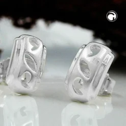 Stecker Ohrstecker Ohrschmuck, matt, Rand glänzend, 925 Silber, Damen