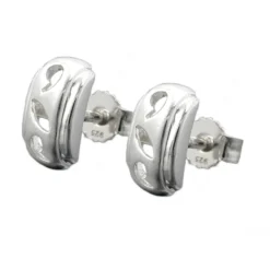 Stecker Ohrstecker Ohrschmuck, matt, Rand glänzend, 925 Silber, Damen