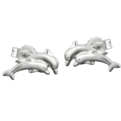 Stecker Ohrstecker Ohrschmuck, Delfin-Pärchen, 925 Silber, für Kinder