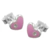 Stecker Ohrstecker Ohrschmuck, Herz pink, echtes 925 Silber, Kinder