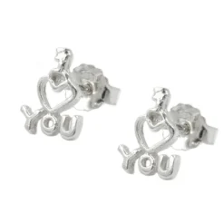 Stecker Ohrstecker Ohrschmuck, I LOVE YOU, echtes 925 Silber, Damen