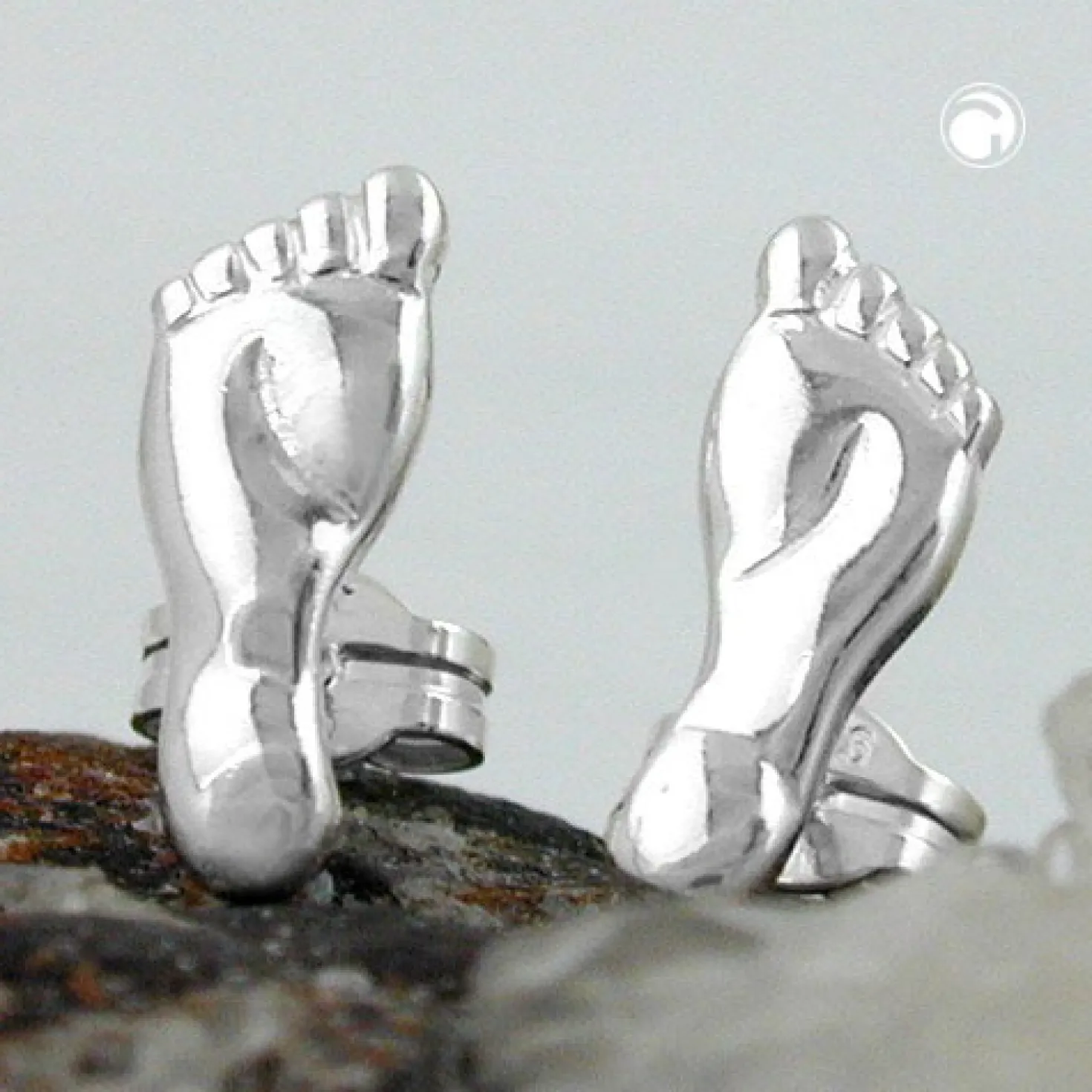 Stecker Ohrstecker Ohrschmuck, Füße glänzend, 925 Silber, Damen