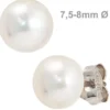 Stecker Ohrstecker, Süßwasser-Perle weiß, 925 Silber