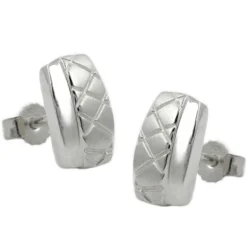 Stecker Ohrstecker, Viereck X, matt-glänzend, aus echtem 925 Silber