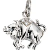 Sternzeichen Stier Anhänger 18,3x17,2mm mit Zirkonia 925 Silber rhodiniert Damen