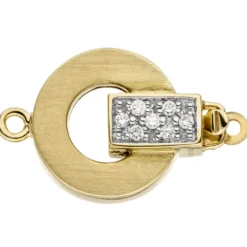 Verschluss Schließe Diamanten 0.1Ct & 585 Gelbgold Goldverschluss