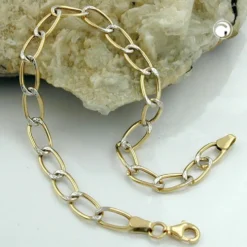 Weitpanzer Armband aus 375 Gold, Gelbgold & Weißgold, bicolor, 19cm