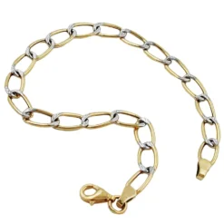 Weitpanzer Armband aus 375 Gold, Gelbgold & Weißgold, bicolor, 19cm