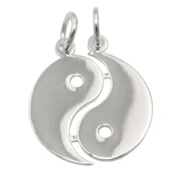 Yin-Yang Partner Anhänger Doppel 18mm aus 925 Silber glänzend