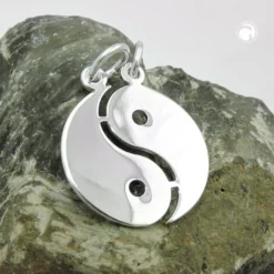 Yin-Yang Partner Anhänger Doppel 18mm aus 925 Silber glänzend
