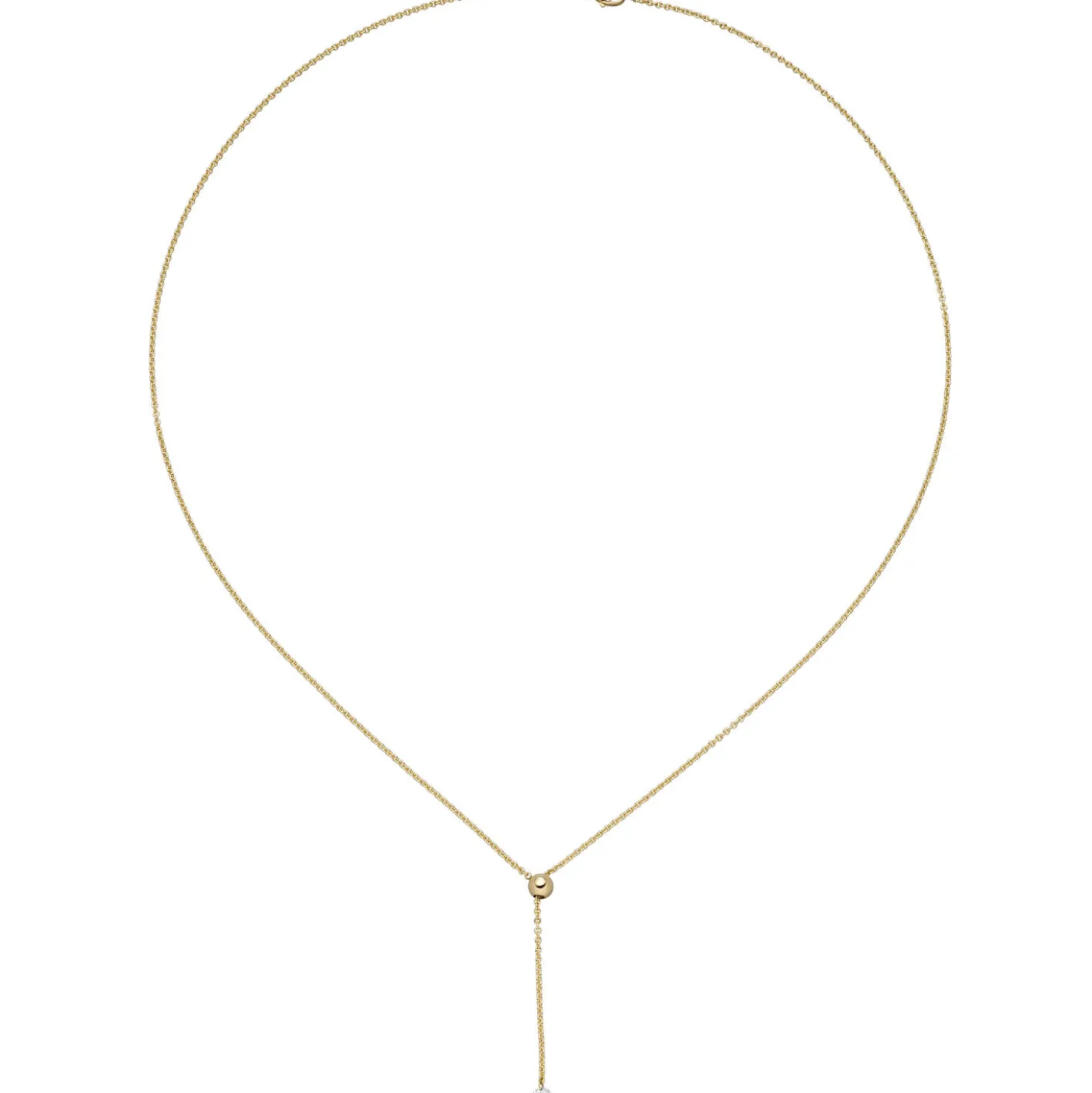 Y-Kette Collier mit Diamant Brillant 0,10 Ct W/SI 750 Gold Gelbgold 45cm Damen