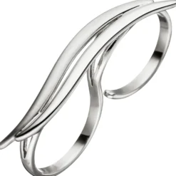 Zweifingerring Ring Damenring aus echtem 925 Sterling Silber teilmattiert